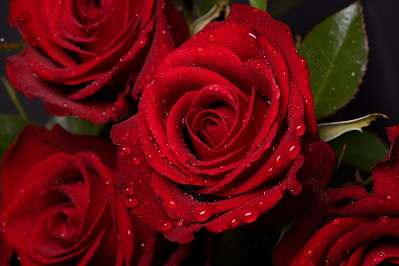 带着露珠水滴的新鲜红色玫瑰花特写摄影背景,高清,摄影图,摄影图片,图片大全,摄影图免费下载